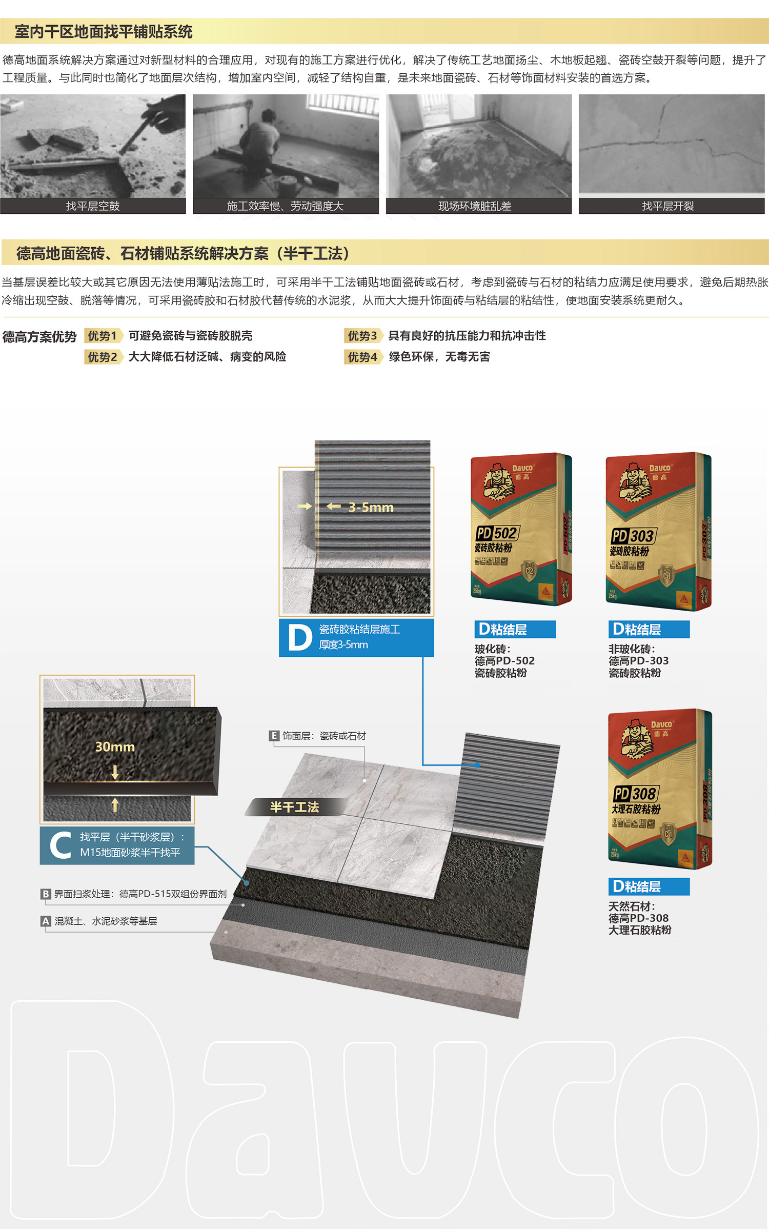 凯发K8旗舰厅地面瓷砖、石材铺贴系统解决计划(半干工法)